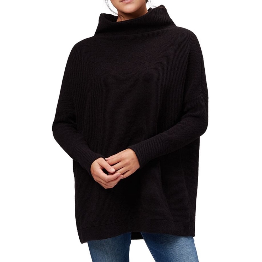 Free People Black Oversized Turtleneck Sweater